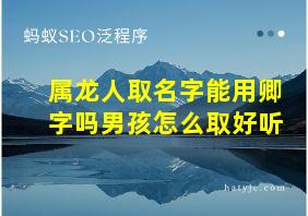 属龙人取名字能用卿字吗男孩怎么取好听