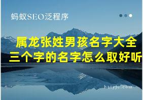 属龙张姓男孩名字大全三个字的名字怎么取好听