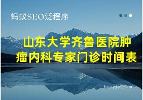 山东大学齐鲁医院肿瘤内科专家门诊时间表