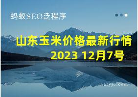 山东玉米价格最新行情2023 12月7号