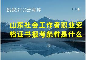 山东社会工作者职业资格证书报考条件是什么