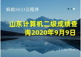 山东计算机二级成绩查询2020年9月9日