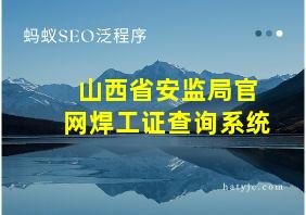 山西省安监局官网焊工证查询系统