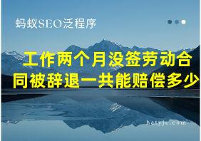 工作两个月没签劳动合同被辞退一共能赔偿多少