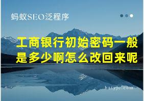 工商银行初始密码一般是多少啊怎么改回来呢