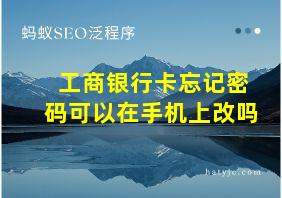 工商银行卡忘记密码可以在手机上改吗