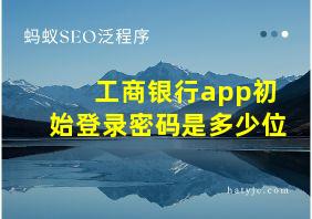 工商银行app初始登录密码是多少位