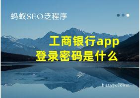 工商银行app登录密码是什么