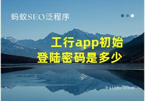 工行app初始登陆密码是多少