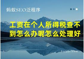 工资在个人所得税查不到怎么办呢怎么处理好