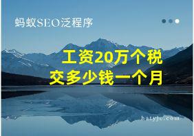 工资20万个税交多少钱一个月