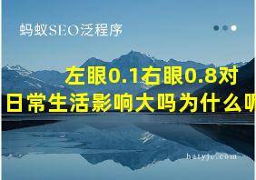 左眼0.1右眼0.8对日常生活影响大吗为什么呢