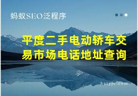 平度二手电动轿车交易市场电话地址查询