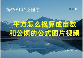 平方怎么换算成亩数和公顷的公式图片视频