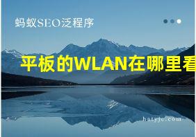 平板的WLAN在哪里看