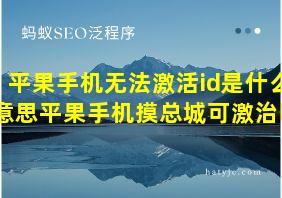 平果手机无法激活id是什么意思平果手机摸总城可激治吗