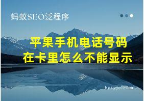 平果手机电话号码在卡里怎么不能显示