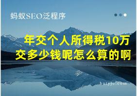 年交个人所得税10万交多少钱呢怎么算的啊