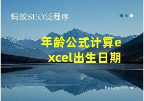 年龄公式计算excel出生日期