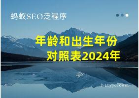 年龄和出生年份对照表2024年