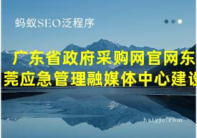 广东省政府采购网官网东莞应急管理融媒体中心建设