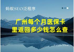 广州每个月医保卡里返回多少钱怎么查