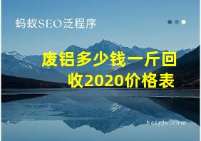 废铝多少钱一斤回收2020价格表