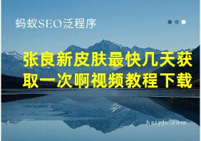 张良新皮肤最快几天获取一次啊视频教程下载