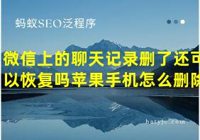 微信上的聊天记录删了还可以恢复吗苹果手机怎么删除