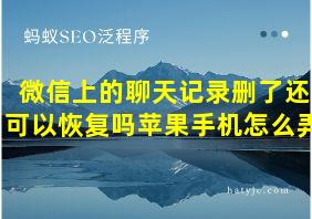 微信上的聊天记录删了还可以恢复吗苹果手机怎么弄