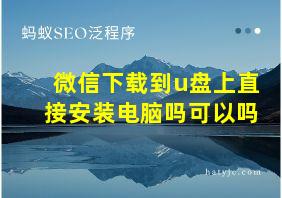 微信下载到u盘上直接安装电脑吗可以吗