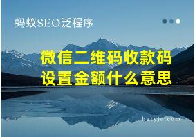 微信二维码收款码设置金额什么意思