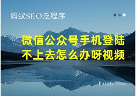 微信公众号手机登陆不上去怎么办呀视频