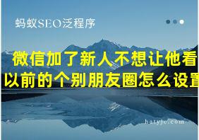 微信加了新人不想让他看以前的个别朋友圈怎么设置