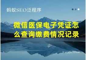 微信医保电子凭证怎么查询缴费情况记录