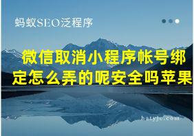 微信取消小程序帐号绑定怎么弄的呢安全吗苹果