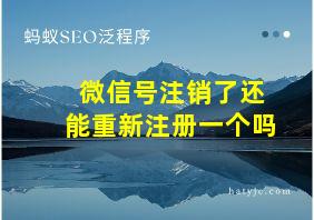 微信号注销了还能重新注册一个吗