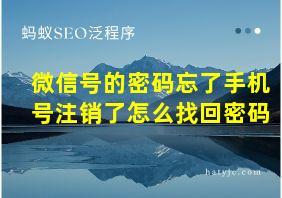 微信号的密码忘了手机号注销了怎么找回密码