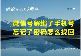 微信号解绑了手机号忘记了密码怎么找回