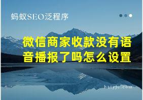 微信商家收款没有语音播报了吗怎么设置