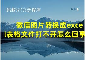 微信图片转换成excel表格文件打不开怎么回事