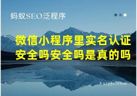 微信小程序里实名认证安全吗安全吗是真的吗