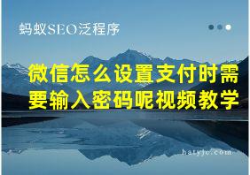 微信怎么设置支付时需要输入密码呢视频教学