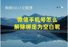 微信手机号怎么解除绑定为空白呢