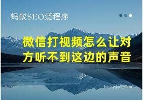 微信打视频怎么让对方听不到这边的声音