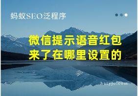 微信提示语音红包来了在哪里设置的