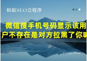 微信搜手机号码显示该用户不存在是对方拉黑了你嘛