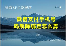 微信支付手机号码解除绑定怎么弄