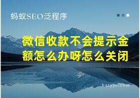 微信收款不会提示金额怎么办呀怎么关闭