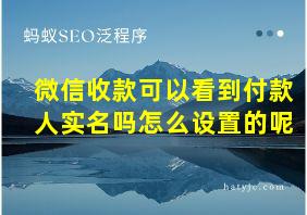 微信收款可以看到付款人实名吗怎么设置的呢